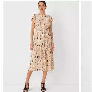 Floral Flutter Sleeve Midi Flare Dress